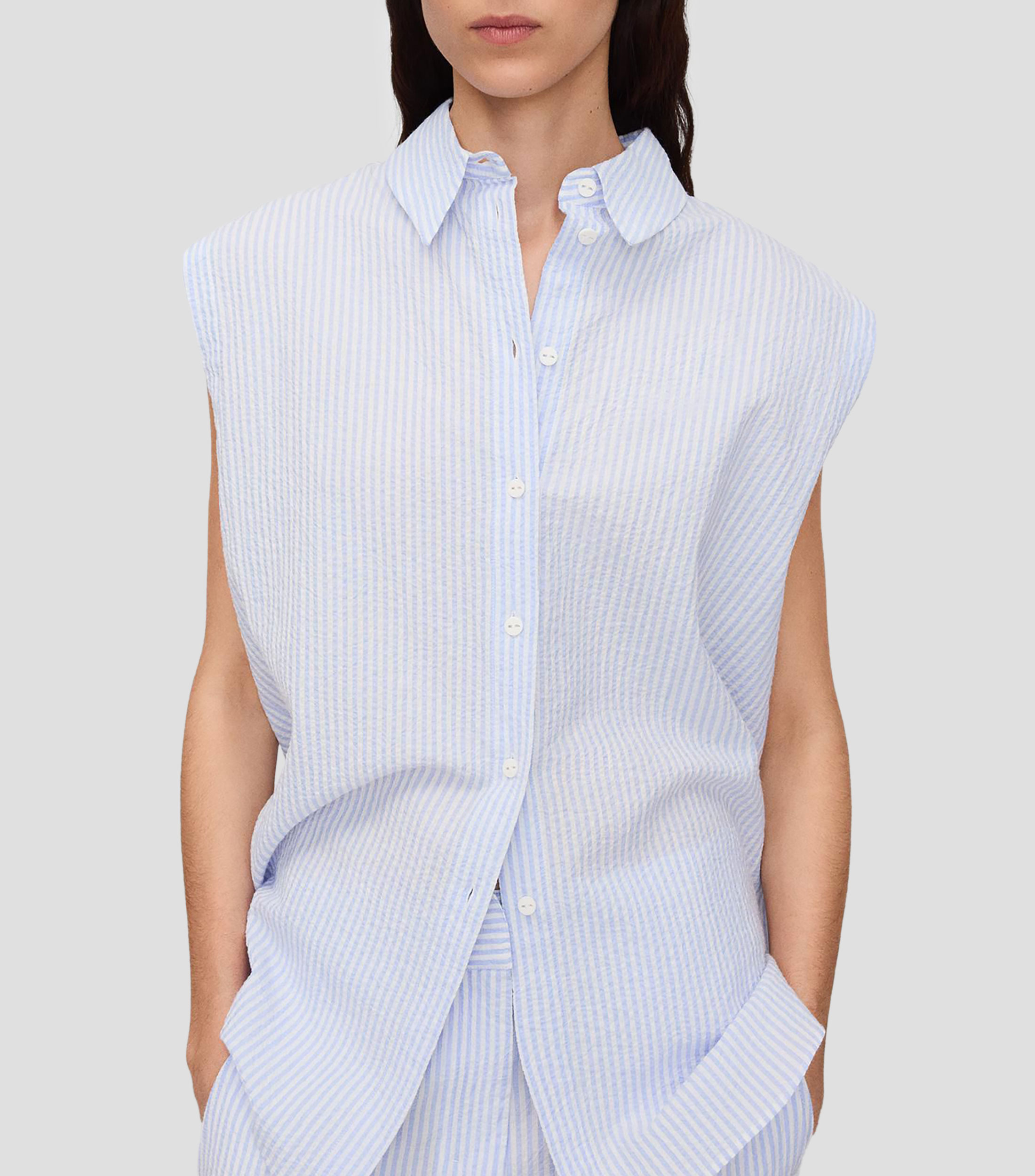 Camisa a rayas sin mangas Mujer